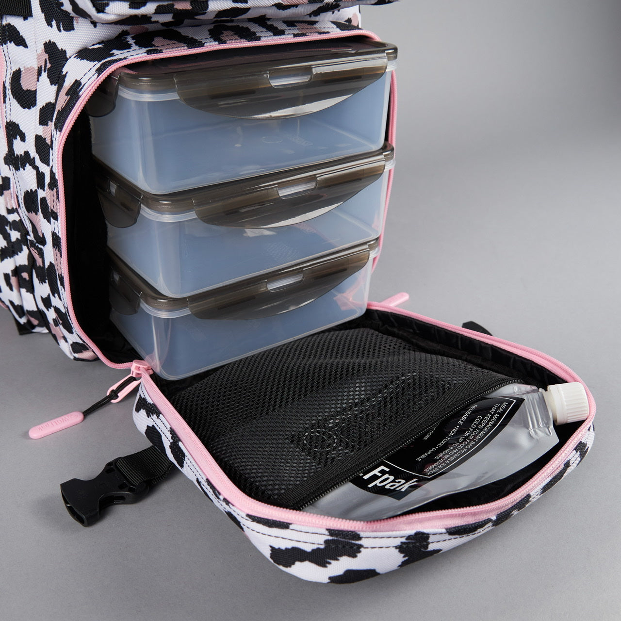 35L Leopard Pink Zip Meal Prep Management