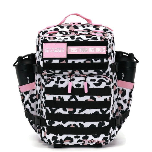 35L Backpack Leopard Pink Zip