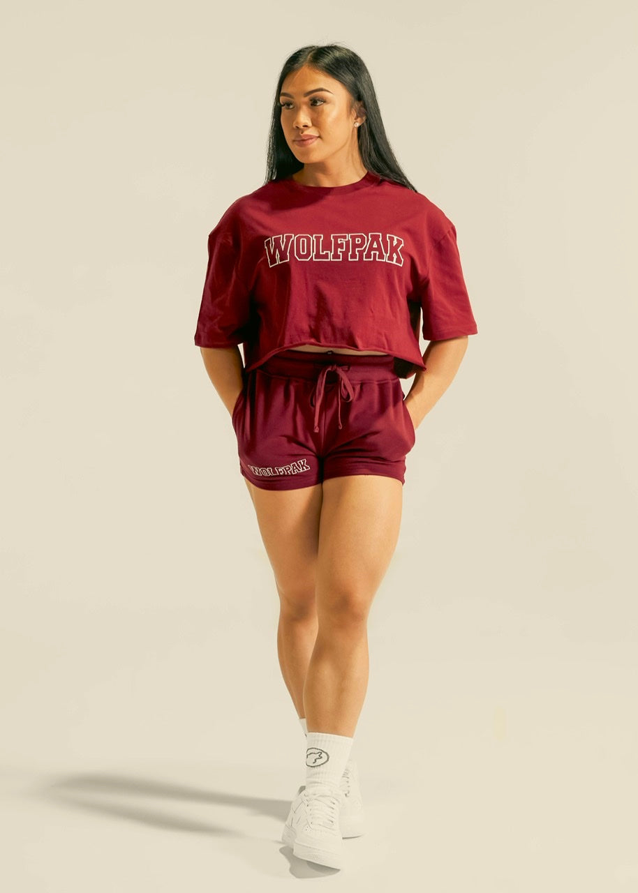 Women's Varsity Cropped Tee Crimson Red