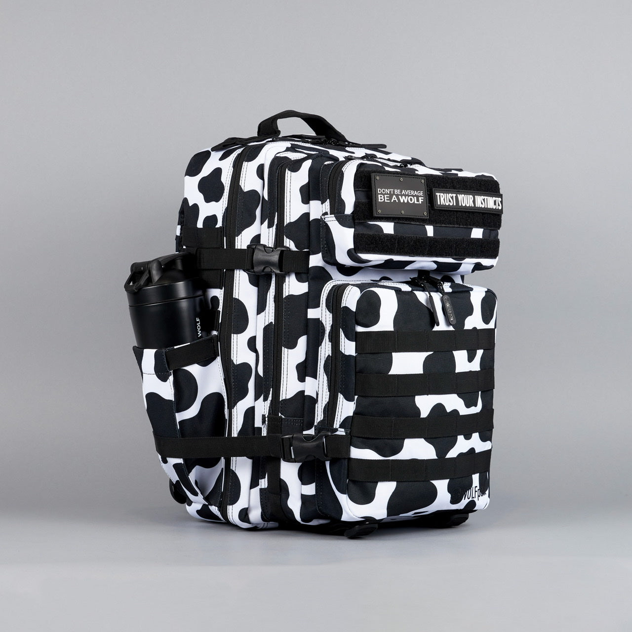 45L Backpack Black White Cow