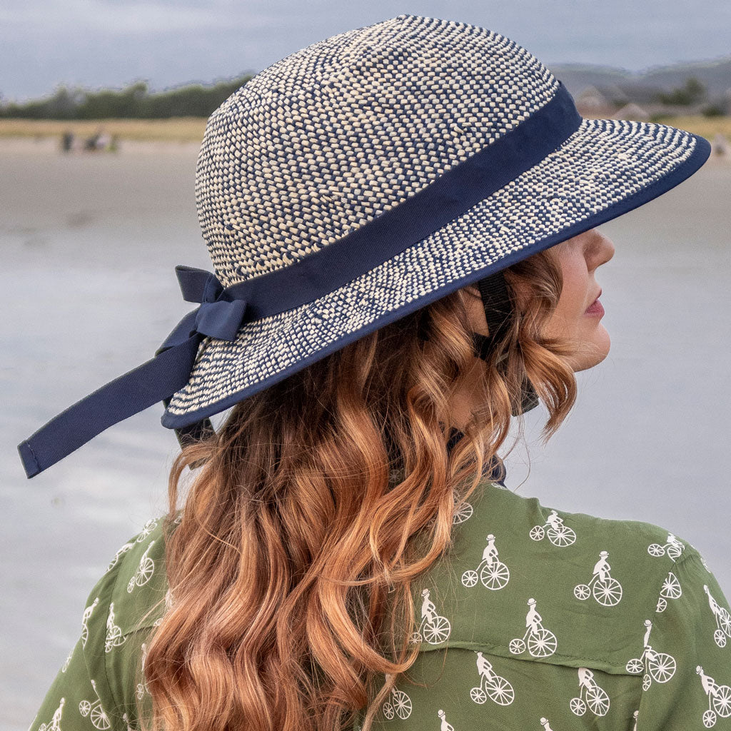 Straw Hat Bike Helmet Shibori Blue