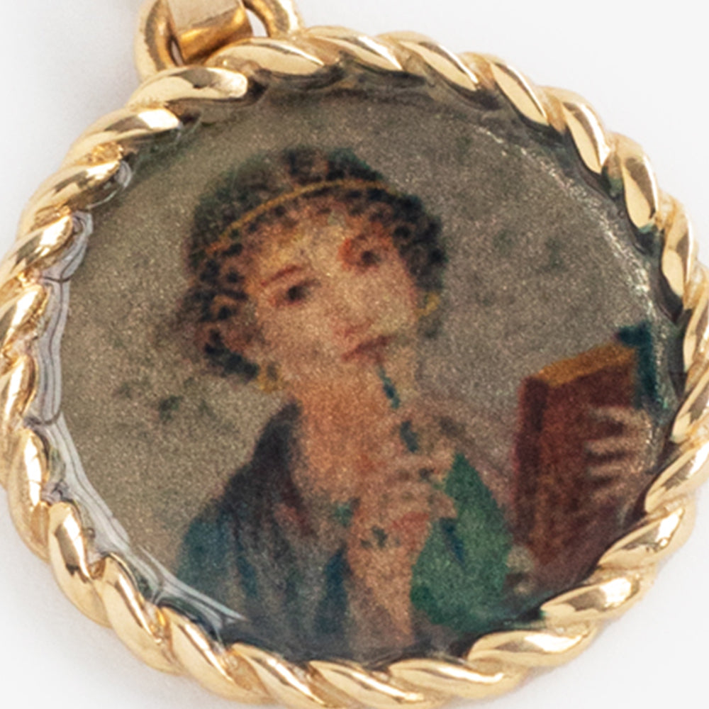 14Kt Gold Sappho Poet Relief Pendant