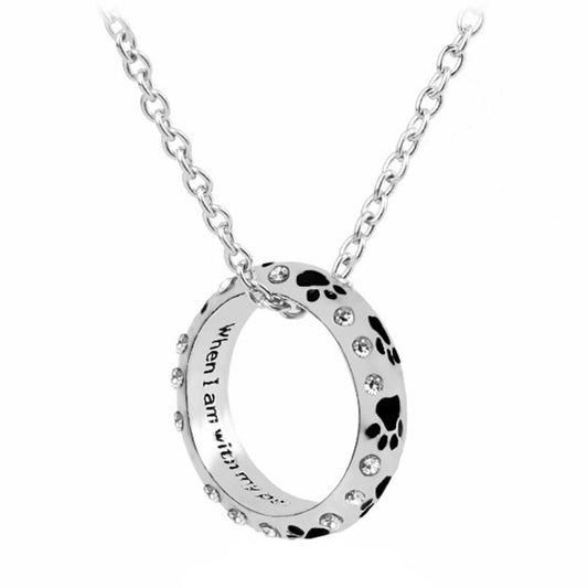 "When I Am With My Pet... I Am Complete" Dog Paw Necklace