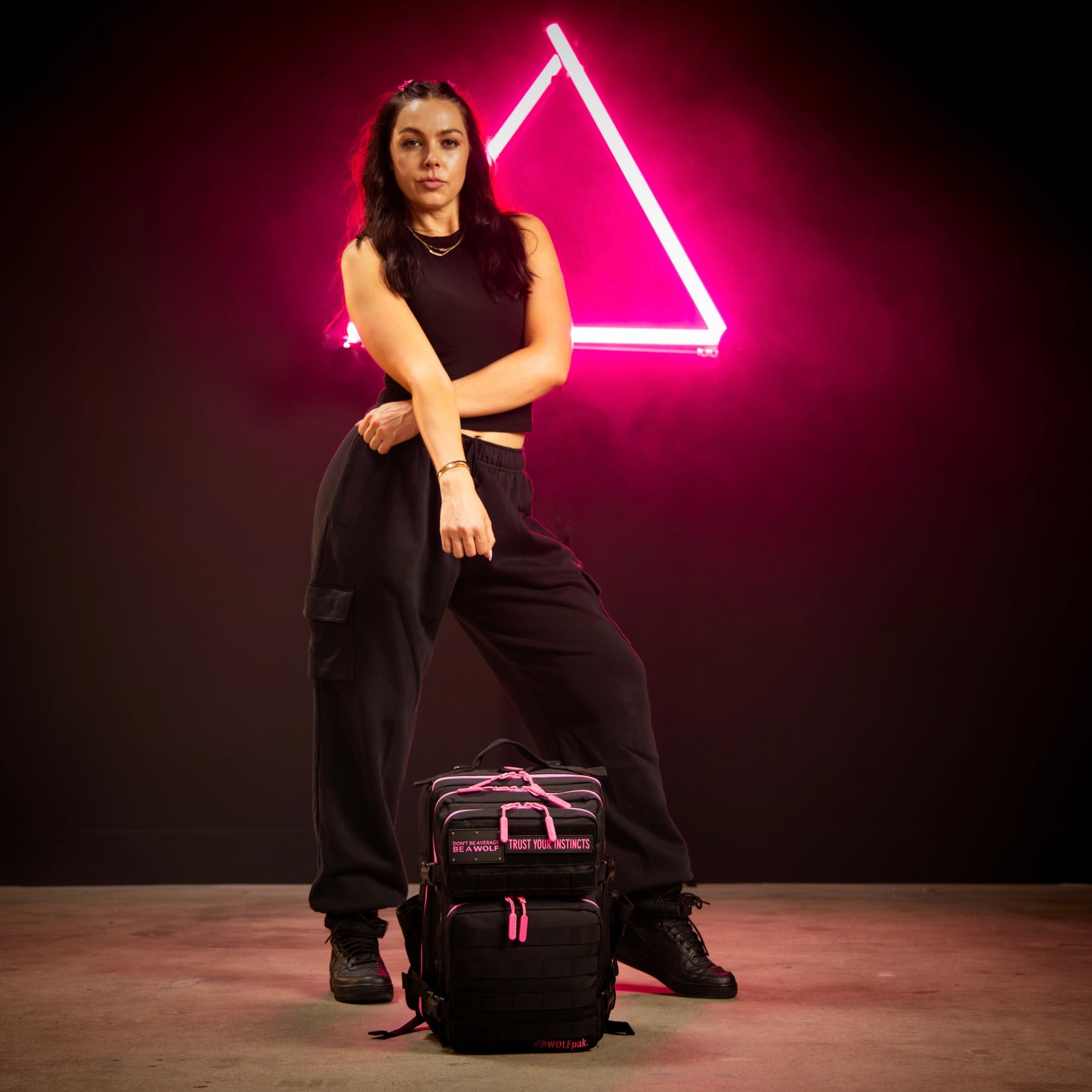 25L Backpack Black Neon Pink