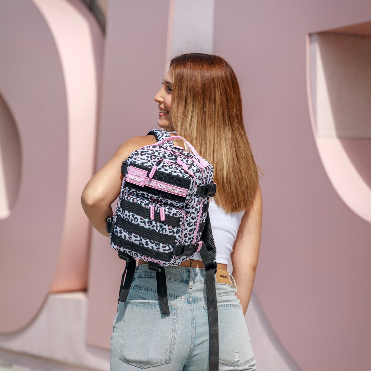 9L Backpack Mini Leopard Pink Zip