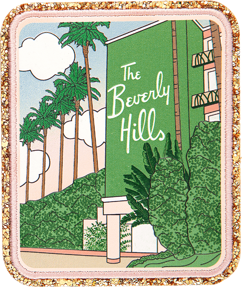 Glitter Varsity The Beverly Hills Hotel Facade Patch