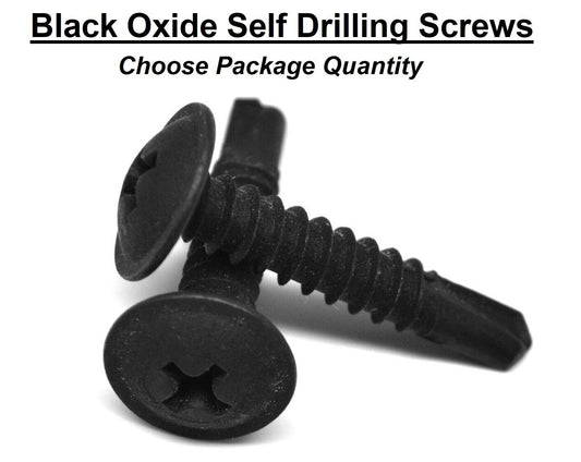 #8 Klath Self Drilling Tek Screws Phillips Modified Truss Head Black Oxide Steel