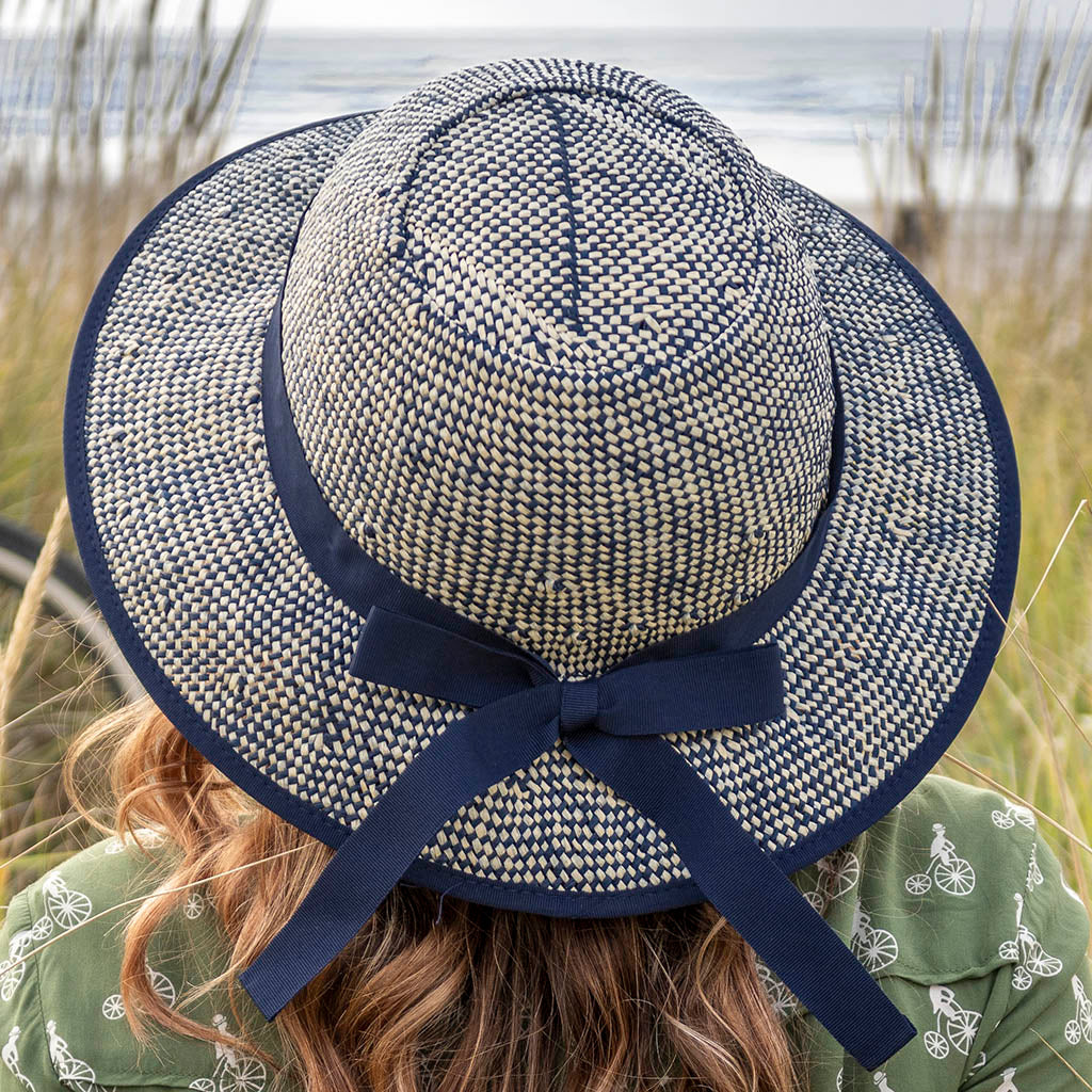 Straw Hat Bike Helmet Shibori Blue