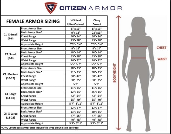 Citizen Armor Civvy Covert Female Bullet Proof Vest
