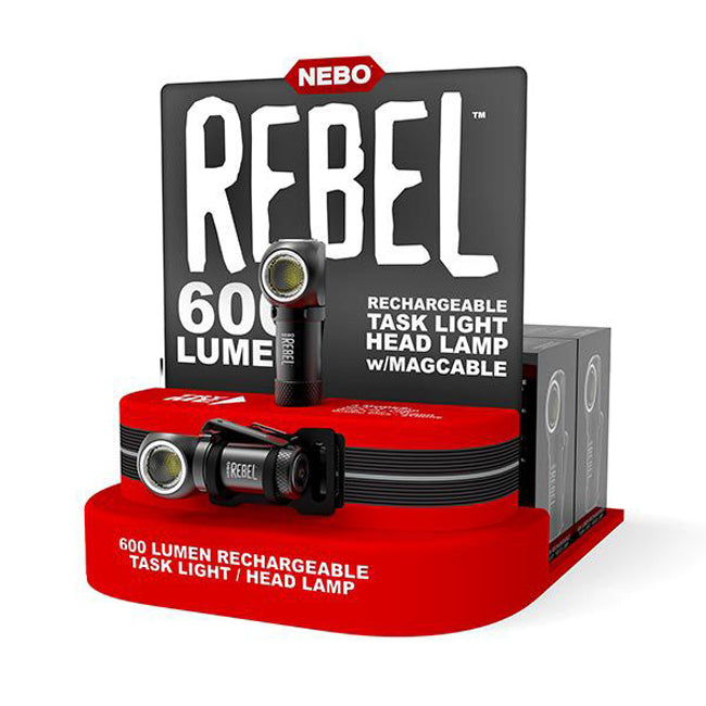 NEBO Rebel Rechargeable 600 Lumen Task Light Helmet Lamp - 2 Pack