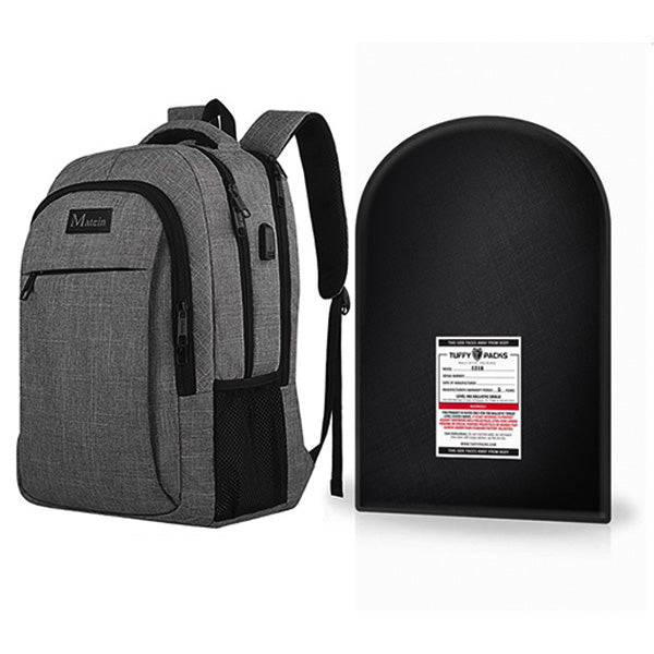 Travel Backpack + Level IIIA Bulletproof Armor Plate Package